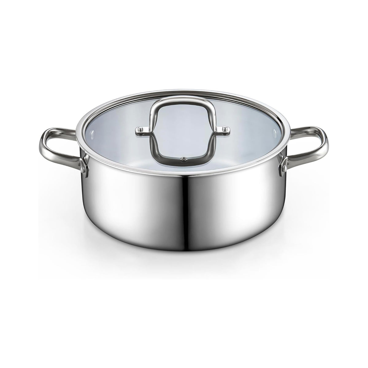 Cook N Home 7-Quart Tri-Ply Clad Stainless Steel Stockpot with Glass Lid