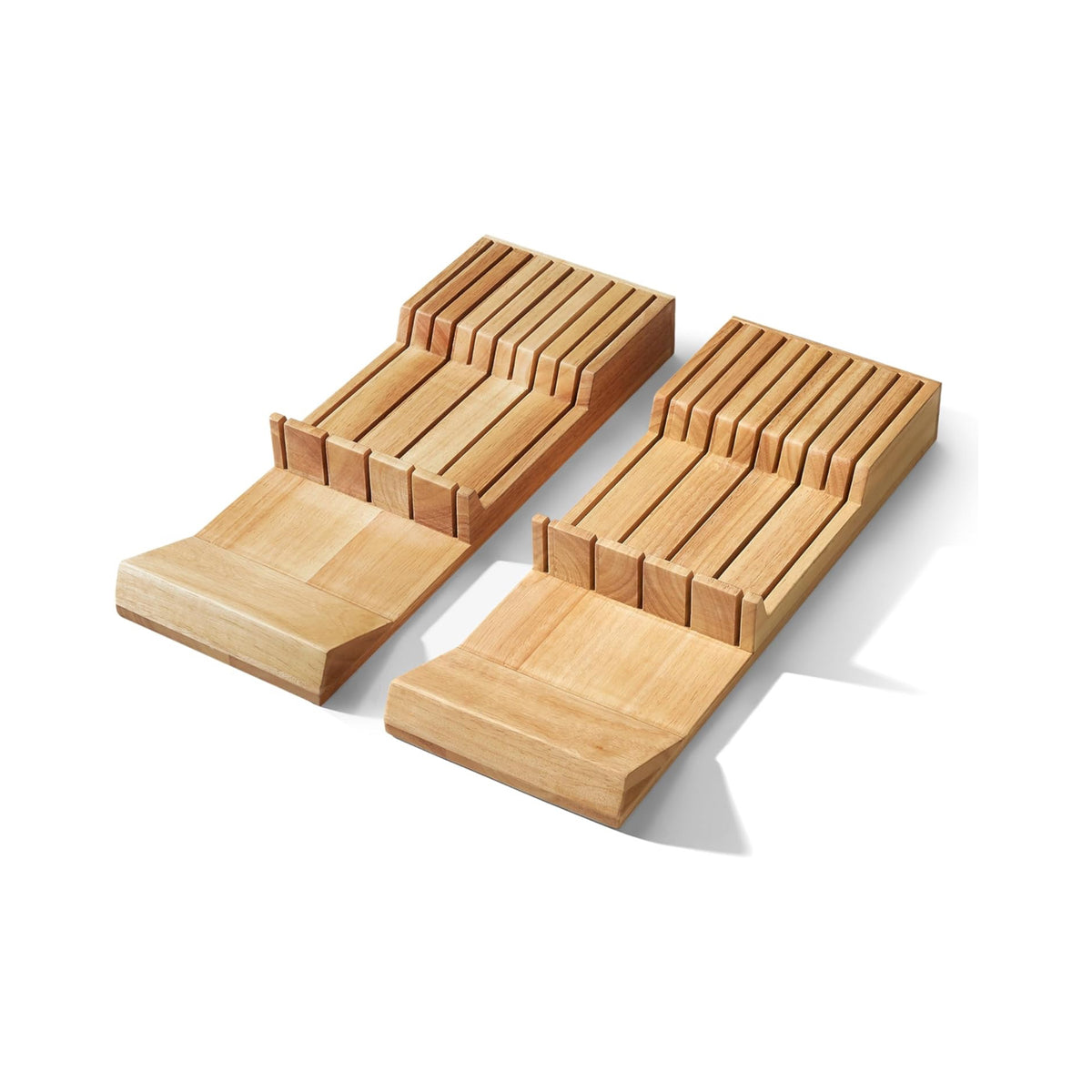 Cook N Home 18-Slot In-Drawer Rubber Wood Knife Organizer