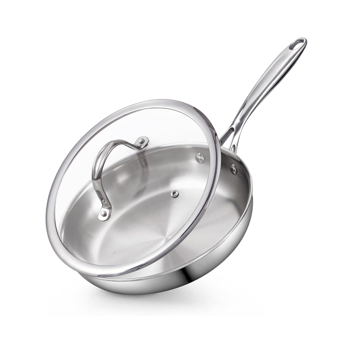Cooks Standard 10-Inch Multi-Ply Clad Stainless Steel Frying Pan with Glass Lid