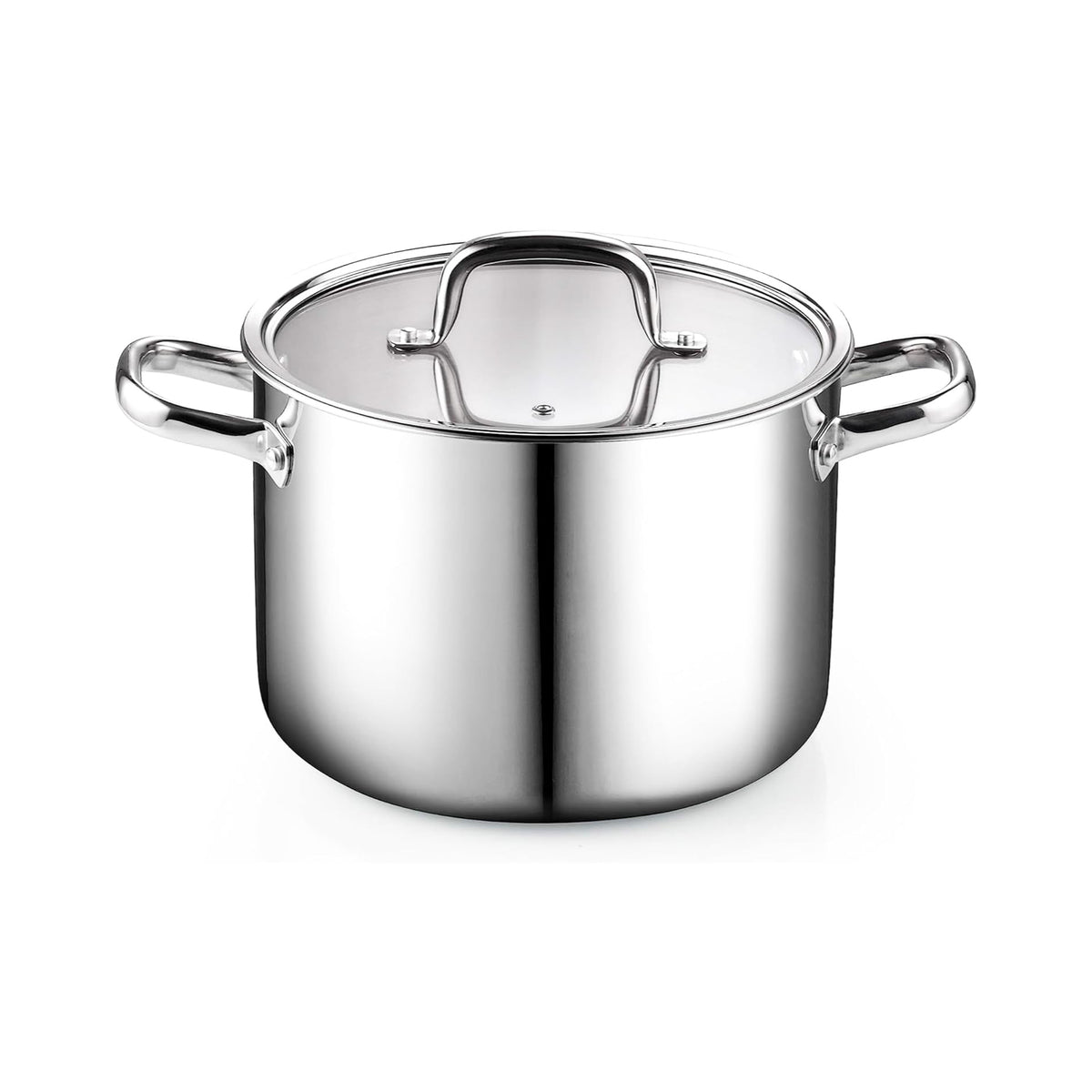 Cook N Home 6-Quart Tri-Ply Clad Stainless Steel Stockpot with Glass Lid