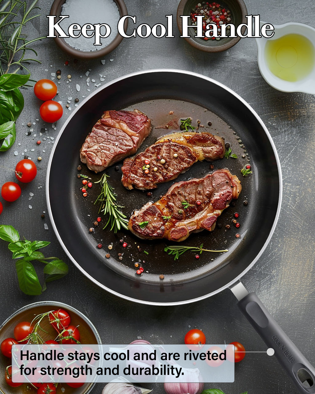 Cook N Home Nonstick Sauté Fry Pan Set, 8, 9.5 & 11-Inch, 3-Piece, Induction Compatible