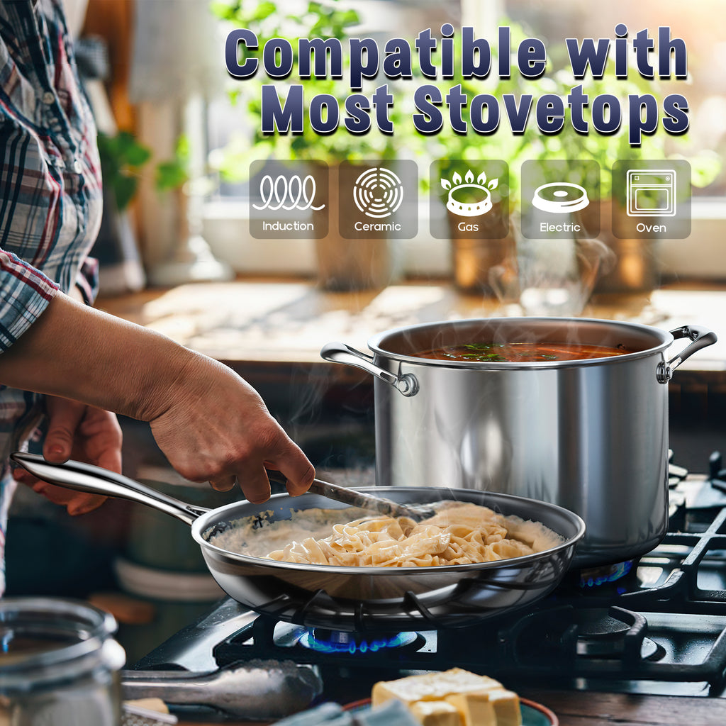 Cooks Standard Multi-Ply Clad Stainless Steel Pots and Pans Set, 10-pc