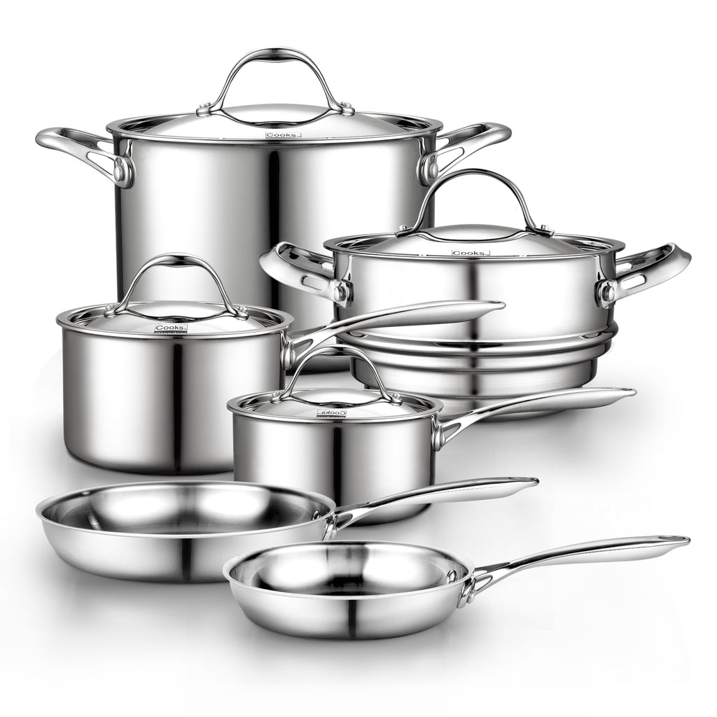 Cooks Standard Multi-Ply Clad Stainless Steel Pots and Pans Set, 10-pc