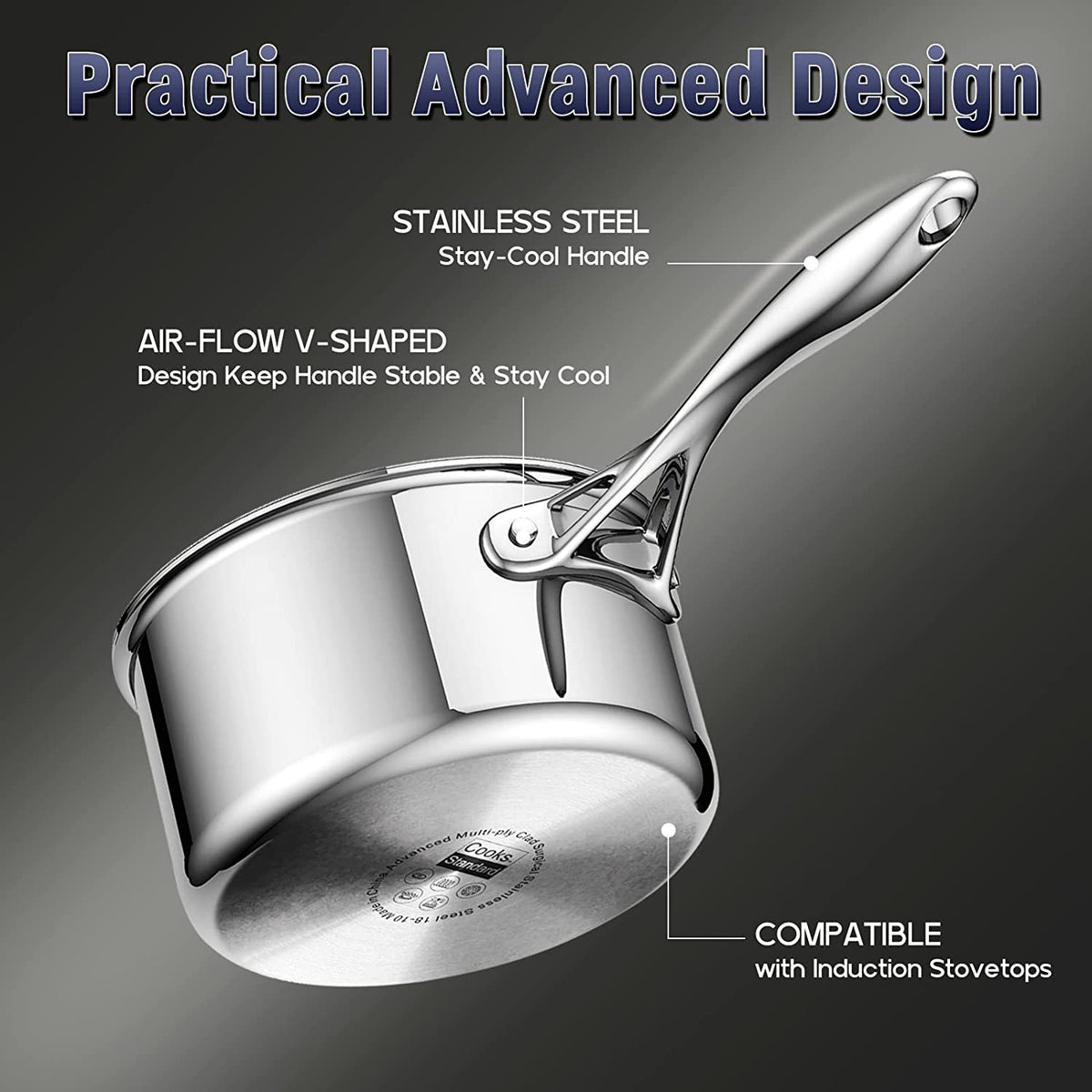 Cooks Standard Stainless Steel Kitchen Cookware Sets 12-Piece, Multi-Ply Full Clad Pots and Pans Cooking Set with Stay-Cool Handles, Dishwasher Safe, Oven Safe 500°F