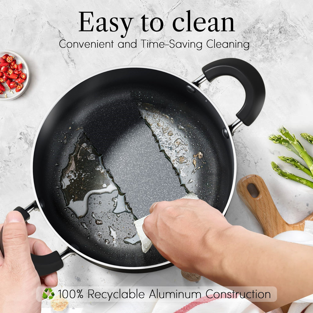 Cook N Home Pots and Pans Nonstick Cooking Set includes Saucepan Frying Pan Kitchen Cookware Set 15-Piece, Stay Cool Handle, Black