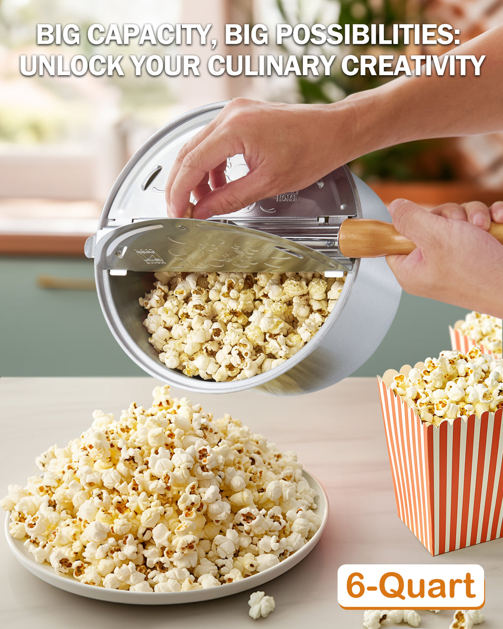 Cook N Home 6-Quart Stovetop Popcorn Popper