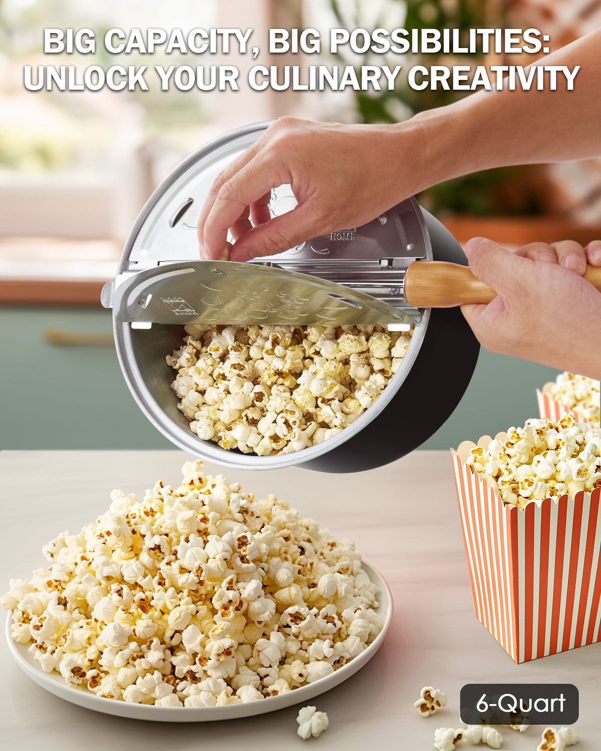 Cook N Home 6-Quart Stovetop Popcorn Popper