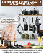 Cooks Standard 24-Inch Ceiling Mounted Wooden Pot Rack with Movable Hooks