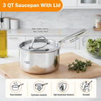 Cooks Standard 3-Quart Multi-Ply Clad Stainless Steel Saucepan with Lid,