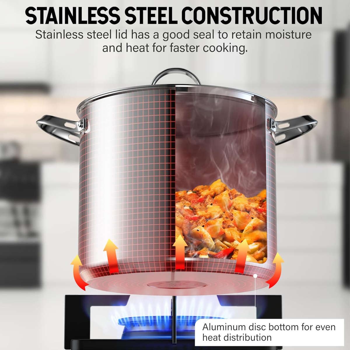 Stainless Steel 12-Quart 18/10 Stockpot with Steel Lid