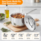 Cooks Standard 3-Quart Multi-Ply Clad Stainless Steel Saucepan with Lid,