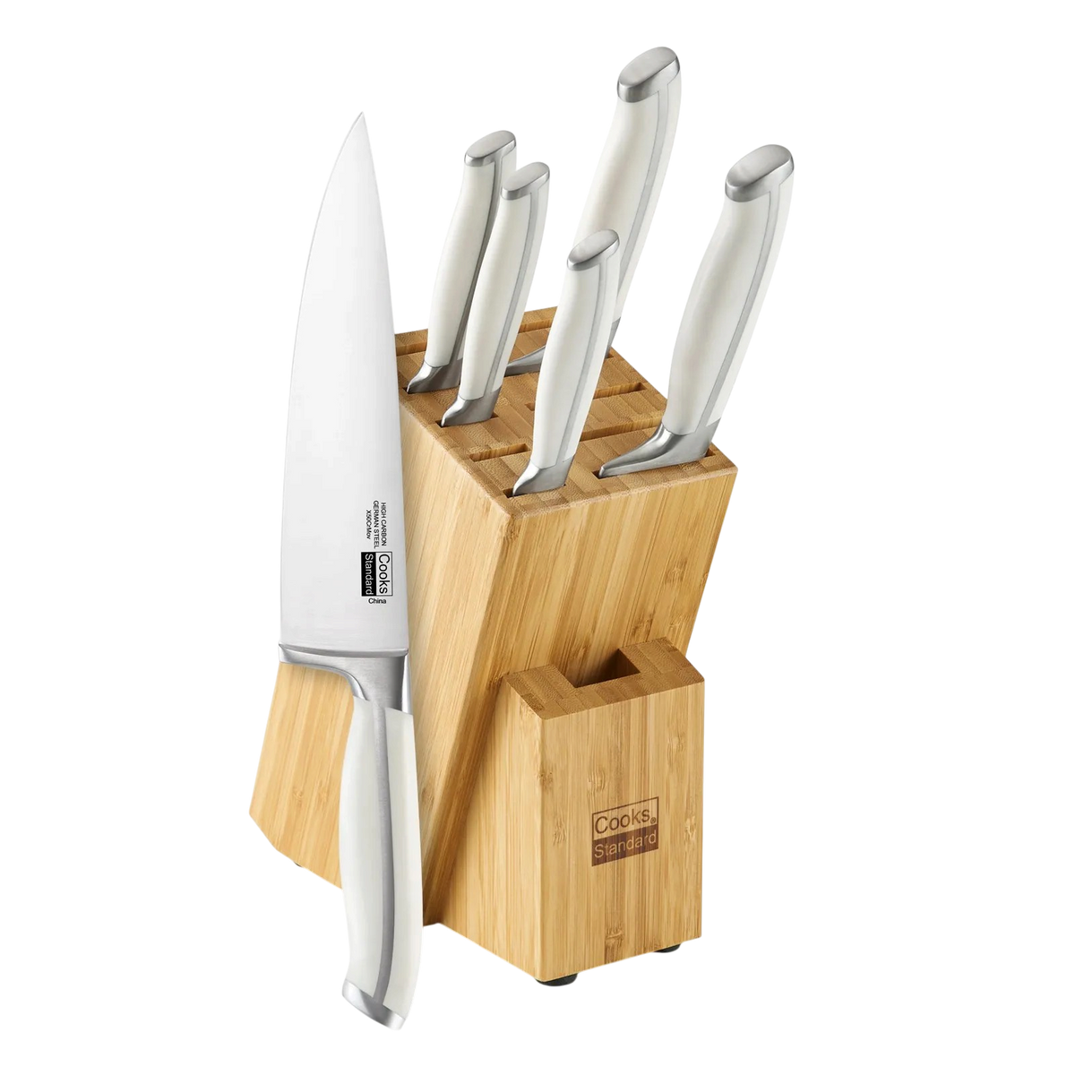 Cooks Standard 6-Piece Stainless Steel Kitchen Knife Set with Expandable Bamboo Block