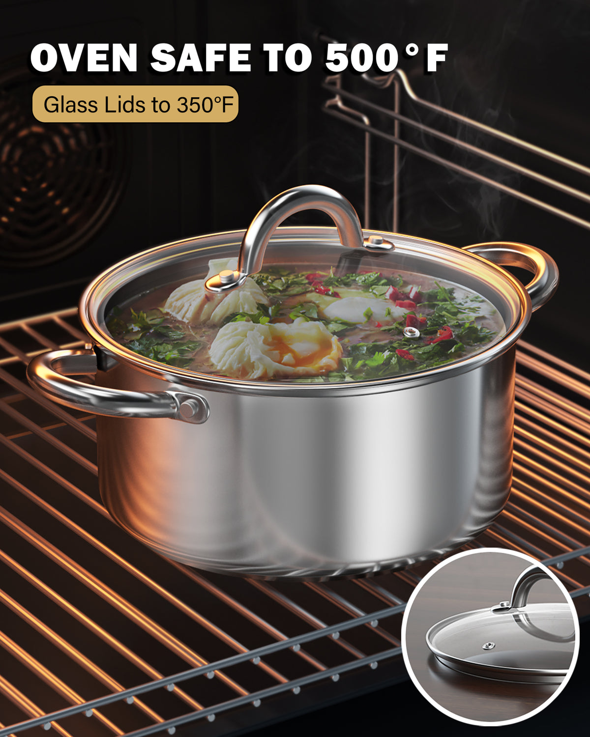 Cook N Home 12-Piece Stainless Steel Cookware Set