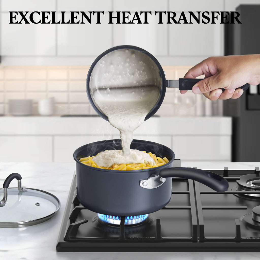 Cook N Home Nonstick Saute Fry Pan (8"/9.5"/12") Professional Hard Anodized Frying Pan 3 Piece Cookware Sets, Dishwasher Safe with Stay-Cool Handles, Black
