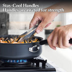 Cook N Home Nonstick Saute Fry Pan (8"/9.5")2 Piece Professional Hard Anodized Frying Pan Cookware Sets, Dishwasher Safe with Stay-Cool Handles, Black