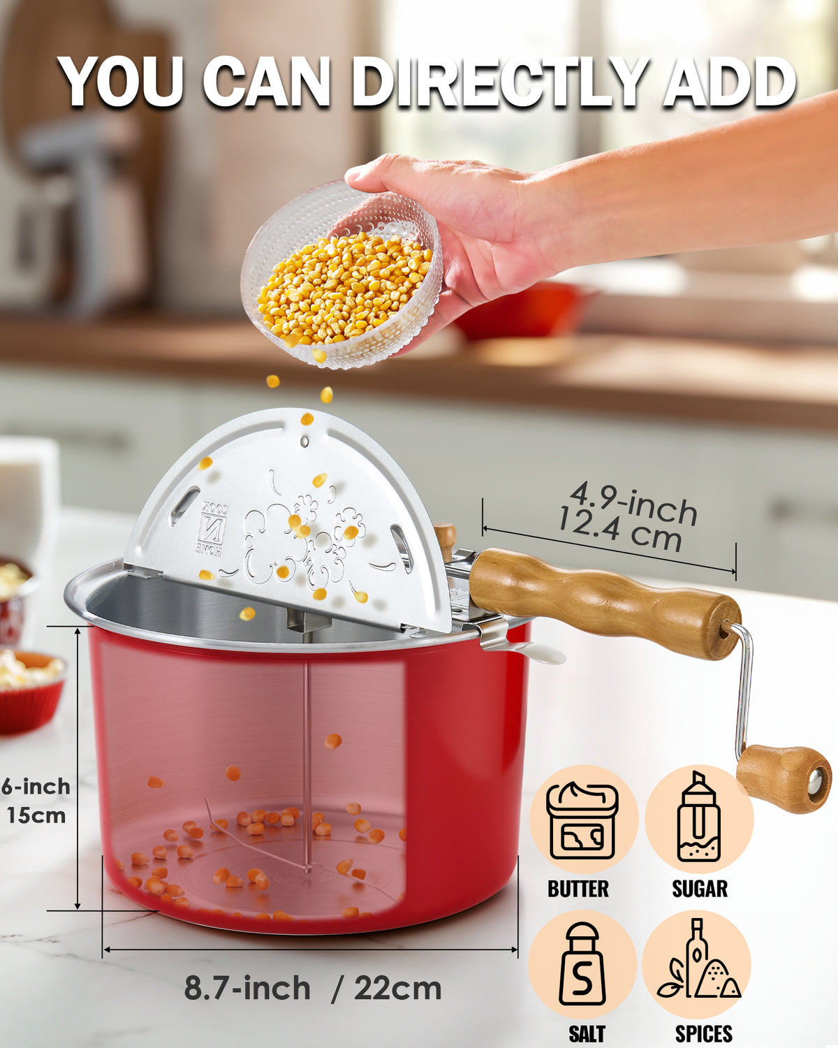 Cook N Home 6-Quart Stovetop Popcorn Popper
