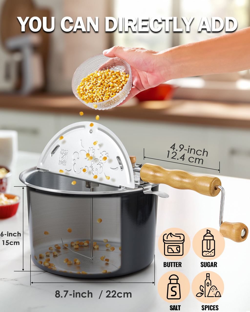 Cook N Home 6-Quart Stovetop Popcorn Popper