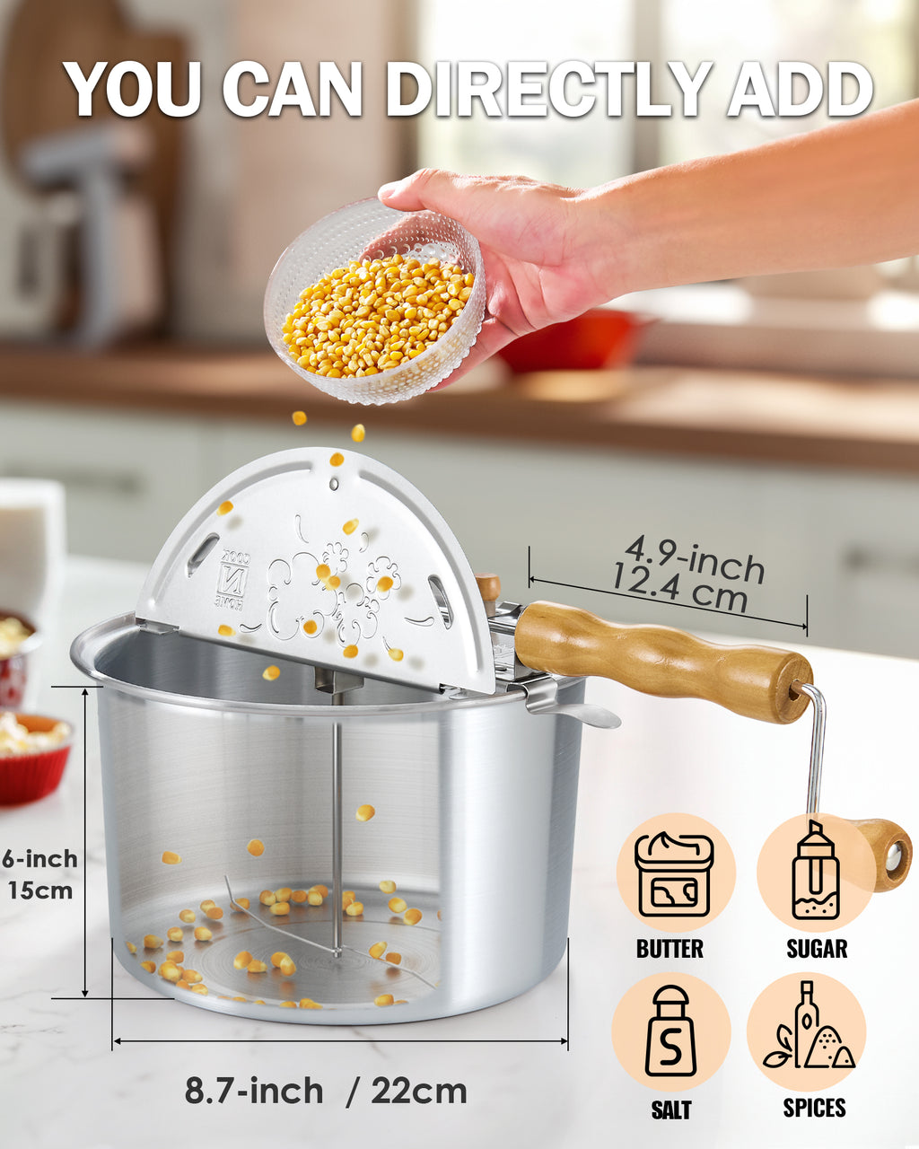 Cook N Home 6-Quart Stovetop Popcorn Popper