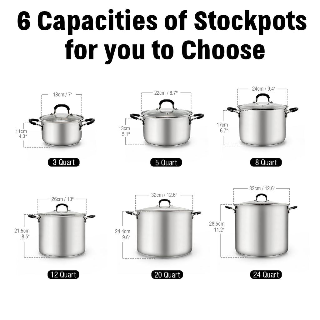 Cook N Home 24-Quart Stainless Steel Stockpot with Glass Lid