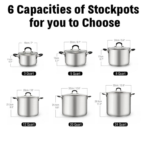 Cook N Home 24-Quart Stainless Steel Stockpot with Glass Lid