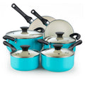 Cook N Home Pots and Pans Set Nonstick, 10-Piece Ceramic Kitchen Cookware Sets, Nonstick Cooking Set with Saucepans, Frying Pans, Dutch Oven Pot with Lids, Turquoise