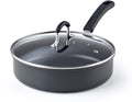 Cook N Home Professional Hard Anodized Nonstick Saute Pan With Lid 3 Quart 9.5 inch, Pots and Pans, Dishwasher Safe with Stay-Cool Handles, Black