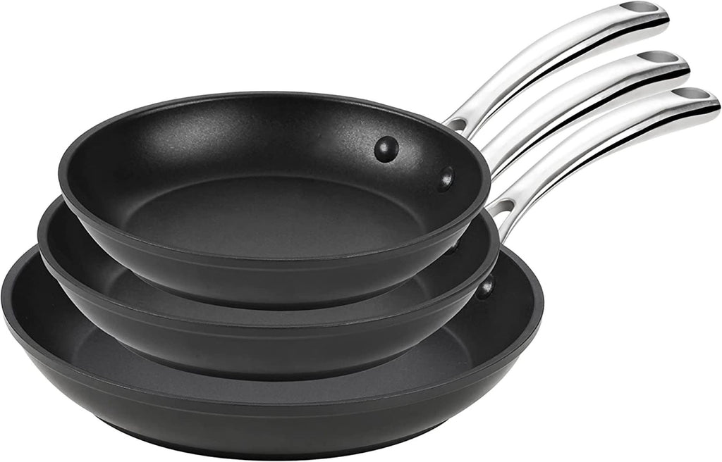 Cooks Standard Frying Omelet Pan Set, 3-Piece Classic Hard Anodized Nonstick 8-Inch/10.5-Inch/12-Inch Saute Skillet Egg Pan, Black
