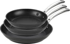 Cooks Standard Frying Omelet Pan Set, 3-Piece Classic Hard Anodized Nonstick 8-Inch/10.5-Inch/12-Inch Saute Skillet Egg Pan, Black