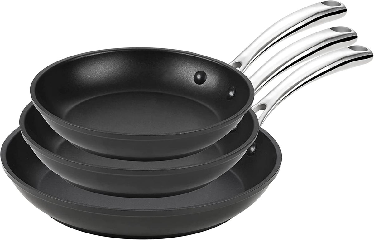 Cooks Standard Frying Omelet Pan Set, 3-Piece Classic Hard Anodized Nonstick 8-Inch/10.5-Inch/12-Inch Saute Skillet Egg Pan, Black
