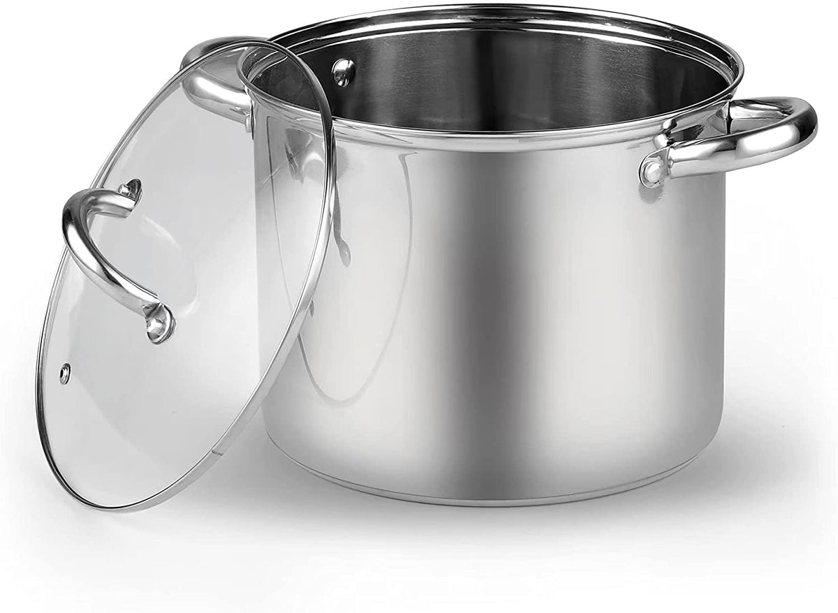 Cook N Home 12-Qt Basic Stainless Steel Stockpot with Glass Lid, 02728