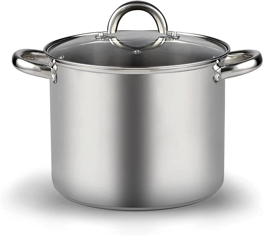Cook N Home 12-Qt Basic Stainless Steel Stockpot with Glass Lid, 02728