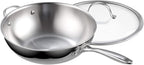 Cooks Standard 12-Inch Multi-Ply Clad Stainless Steel Wok with Glass Lid