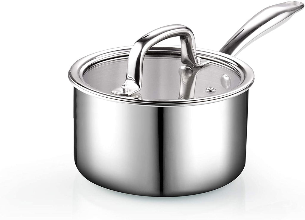 Cook N Home Tri-Ply Clad Stainless Steel Pots and Pans Cookware Set , with Saucepan, Fry Pan, Stockpot