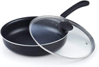 Cook N Home 10.5-Inch/3.5 Quart Nonstick Deep Saute Fry Pan/Jumbo Cooker with Lid, Black