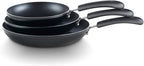 Cook N Home Basics Nonstick Saute Skillet Fry Pan 3-Piece Set, 8 inch/9.5-Inch/11-inch Non-Stick Frying Pans, Black