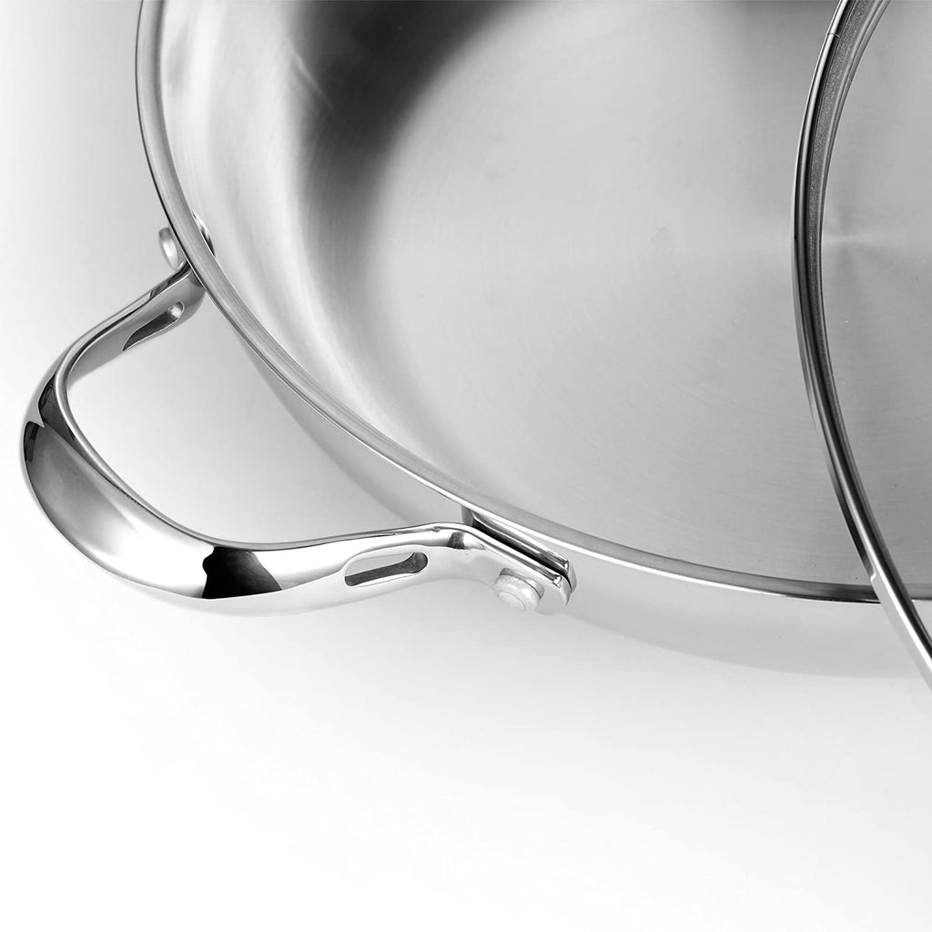 Cooks Standard 12-Inch Stainless Steel Wok Stir Fry Pan with Glass Lid