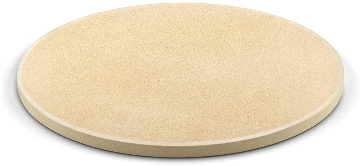 Cook N Home 02662 Pizza Grilling Baking Stone with Scraper, Heavy Duty Cordierite 16-Inch Round Bread Stone for Oven and Grill, Thermal Shock Resistant Ideal for Baking Golden Crisp Crust Pizza