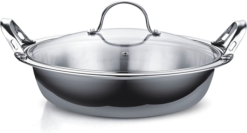 Cooks Standard Multi-Ply Clad Stainless Steel Tagine with 2 Handle and Extra Glass Lid, 4.5-Quart
