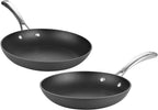 Cooks Standard 2 Piece Nonstick Hard Anodized Saute Skillet, Bl 9.5 and 11-Inch Fry Pan Set inch inch, Black