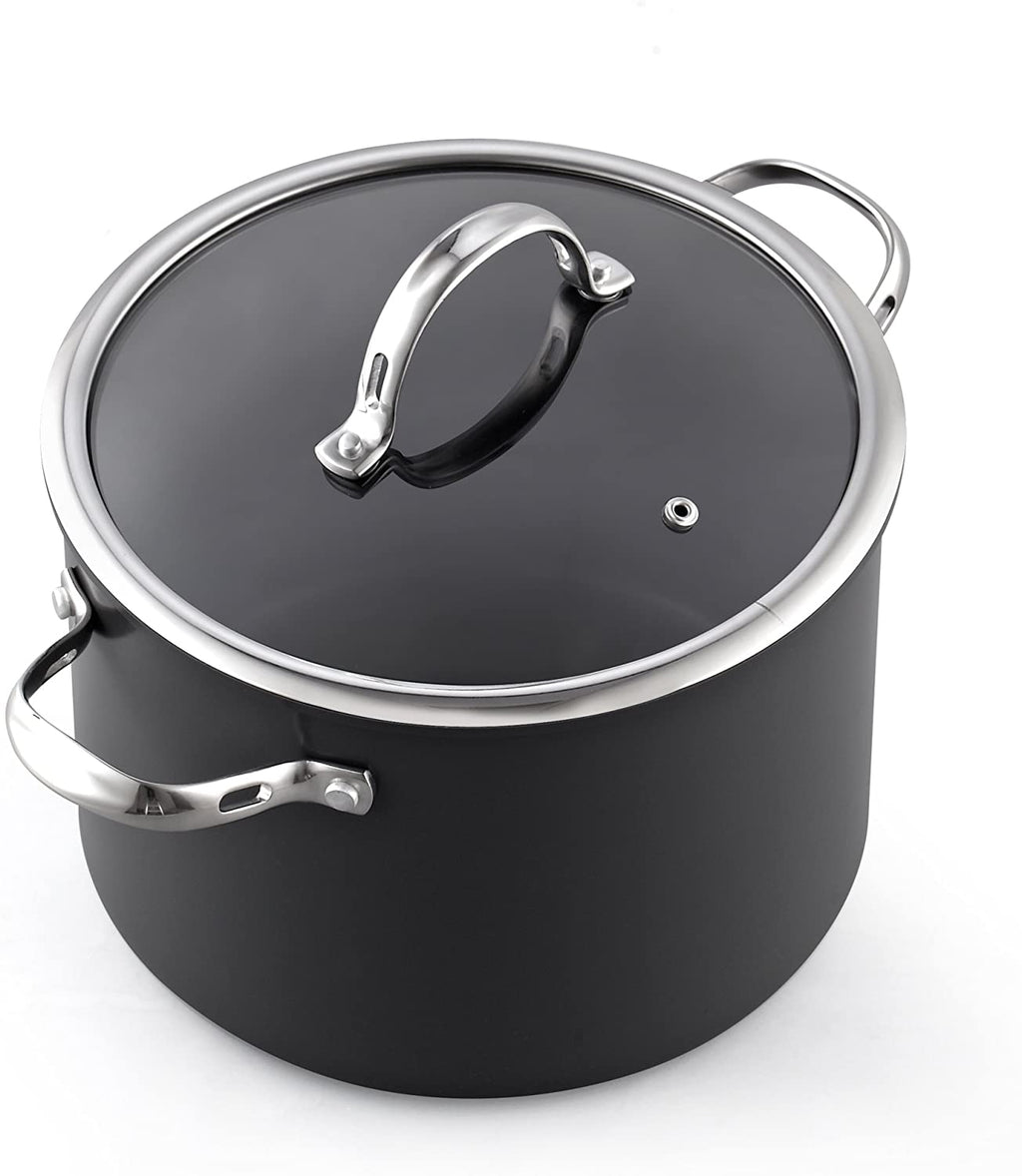 Cooks Standard 8-Quart Hard Anodized Nonstick Stockpot with Glass Lid