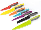 Cook N Home 14-Piece Carbon Stainless Steel Knife Set with 7 Sheaths, Color Coded, Multicolor