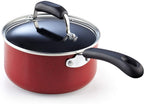 Cook N Home 12-Piece Nonstick Cookware Set, Pots and Pans, Induction Compatible, Marble Red