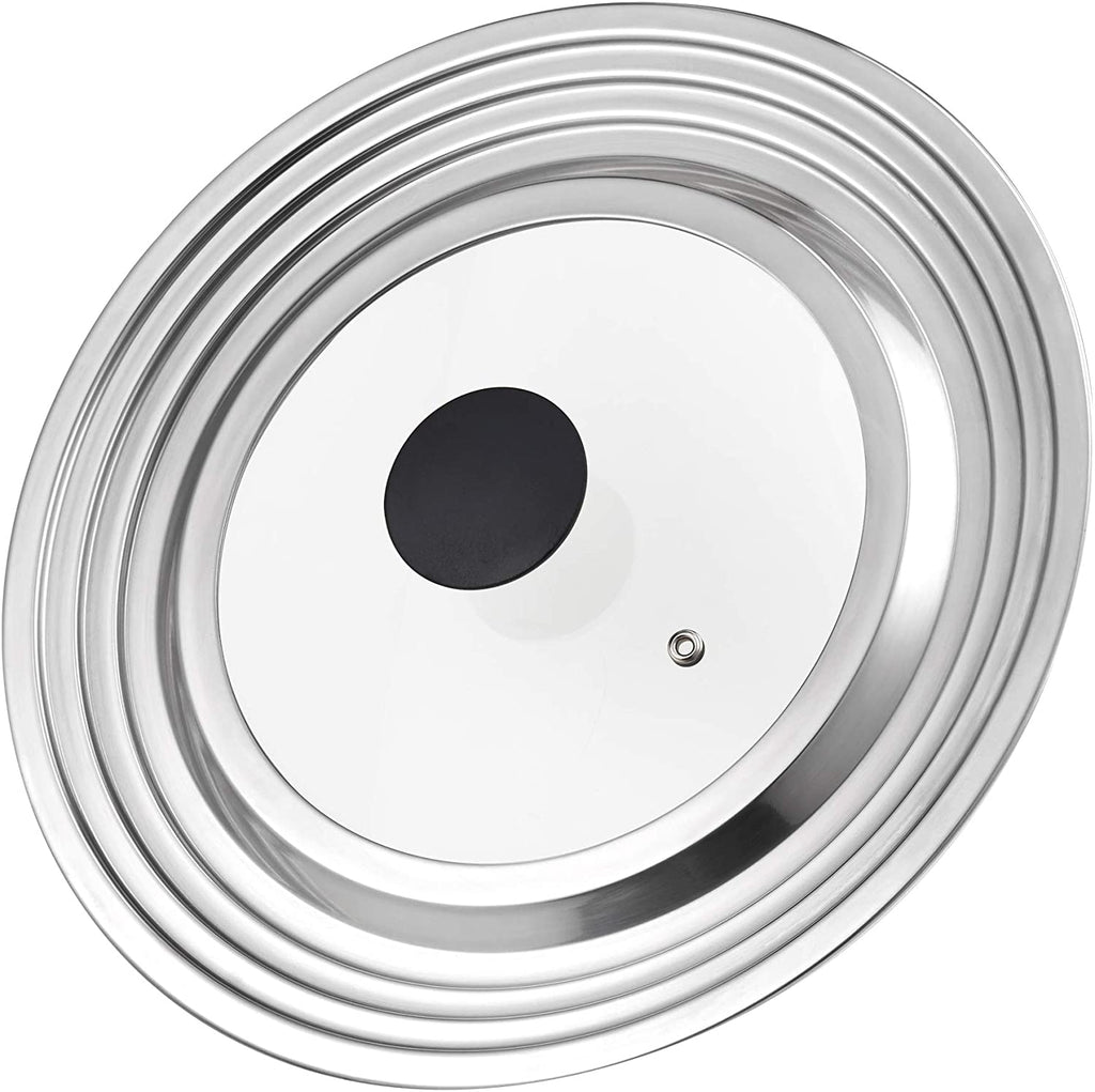Cook N Home Stainless Steel with Glass Center Universal Lid fits 8, 10. 25, 11, & 12"