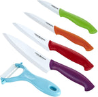 Cook N Home 9-Piece Ceramic Knife Set with Sheaths, Multicolor