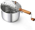 Cook N Home Stovetop Popcorn Popper with Crank, 6 Quart Stainless Steel Popcorn Pot, Silver