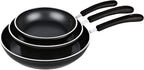 Cook N Home 3-Piece set Saute Pan with Non-Stick Coating Induction Compatible Bottom, Black, Large