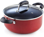 Cook N Home 12-Piece Nonstick Cookware Set, Pots and Pans, Induction Compatible, Marble Red