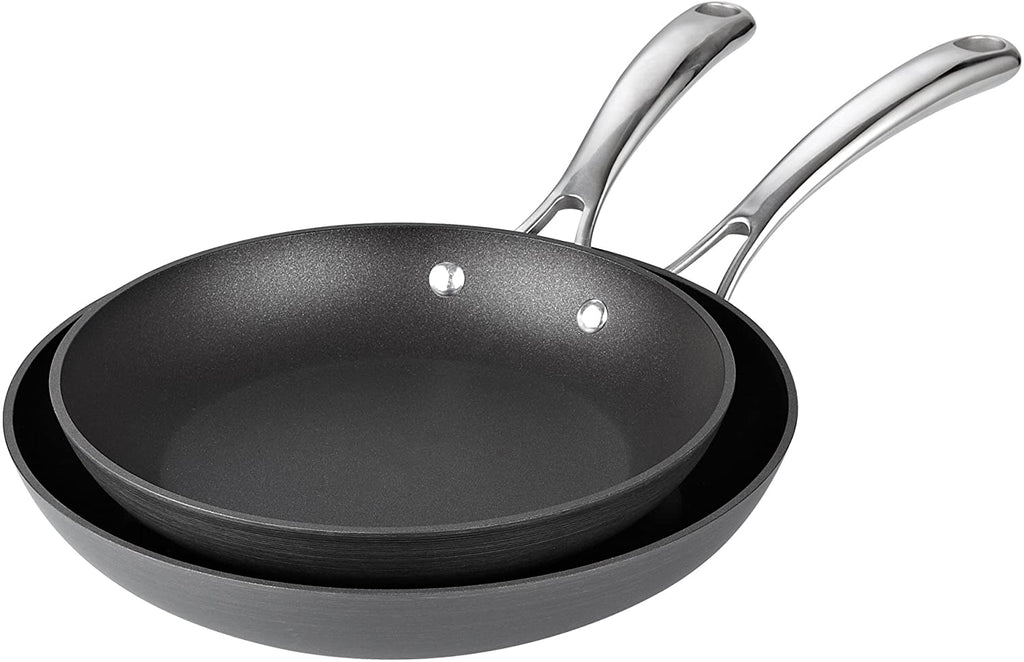 Cooks Standard 2 Piece Nonstick Hard Anodized Saute Skillet, Bl 9.5 and 11-Inch Fry Pan Set inch inch, Black