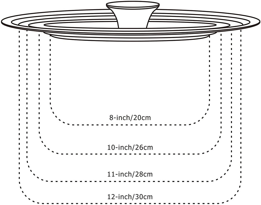 Cook N Home Stainless Steel with Glass Center Universal Lid fits 8, 10. 25, 11, & 12"