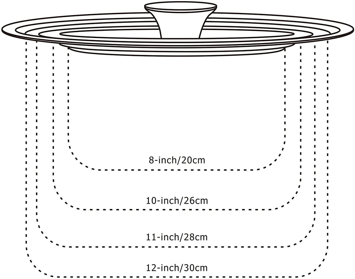 Cook N Home Stainless Steel with Glass Center Universal Lid fits 8, 10. 25, 11, & 12"